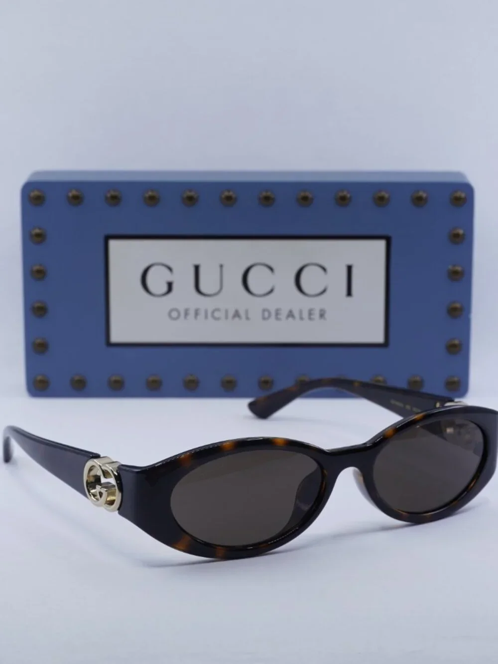 Gucci GG1662SA 002 Oval Sunglasses - Havana\Brown